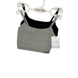 Calvin‎ Klein Kids Seamless Bralette 2 Pack Gray & Black Adjustable Straps SMALL